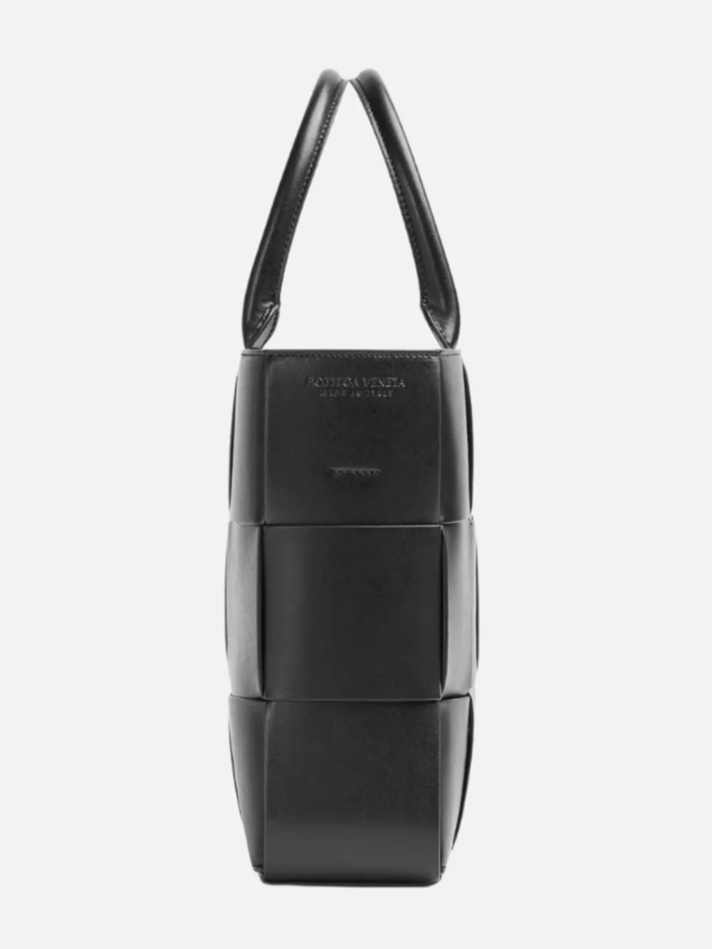 BOTTEGA VENETA Arco Small East West Tote Bag Black Intreccio + Box Receipt